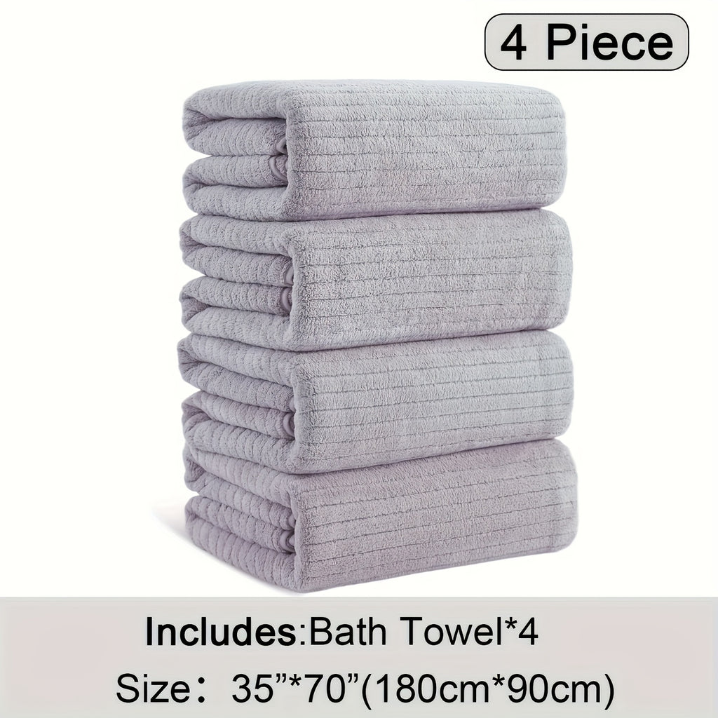 4 Pack Oversized Bath Towels Set, 35"x70" Extra Large Towel Microfiber Absorbent XL Bath Sheet Super Soft Bathroom Towels Set Quick  Plus Size Shower Towels for Family Hotel