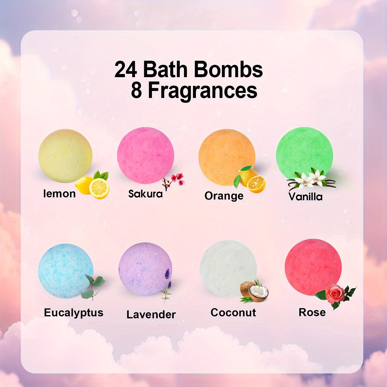 Bath Bombs Gift for Women, 24pcs Handmade Bubble Bath Fizzes Rich in Essential Oils, Perfect for Wife, Girlfriend, Sisters on Birthday, Christmas, Anniversary, Valentine's Day, Best for Christmas