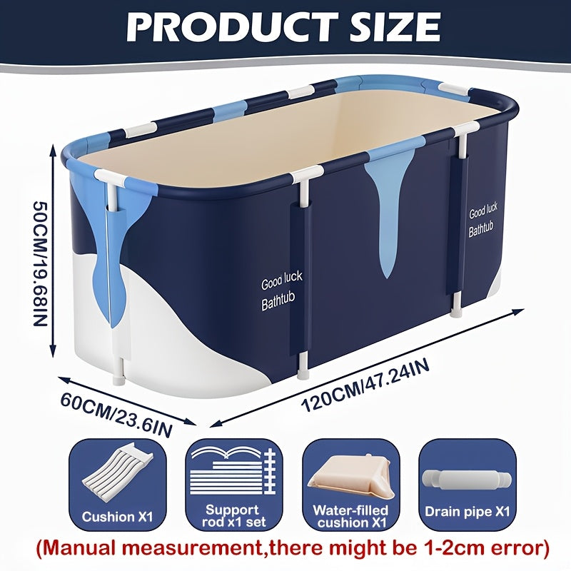 47.24inch Adult Portable Bathtub, Foldable Hot Ice Bathtub, Used in Bathroom, Outdoor, Courtyard, Bedside Shower, Simple Bathing