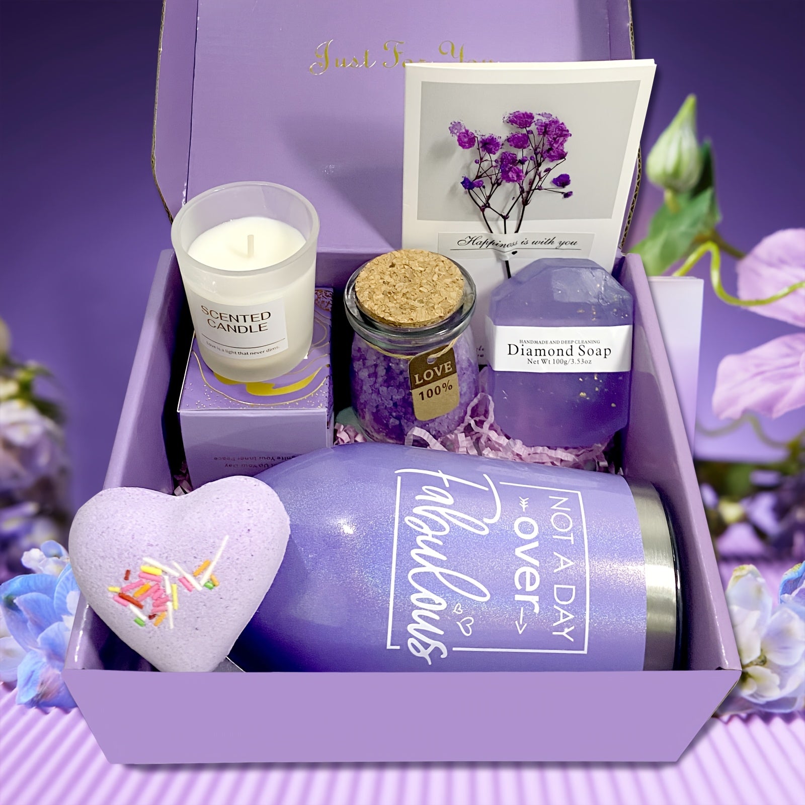 Lavender Gifts for Women, Ideal Gifts for Her, Valentine'S Day Gift, Galentine'S Day Gift, Happy Birthday Gifts Basket for Best Friends, Gifts for Mom, Gift Set for Wife, Sister, Coworker, Spa Care Self Care Package Box Set -