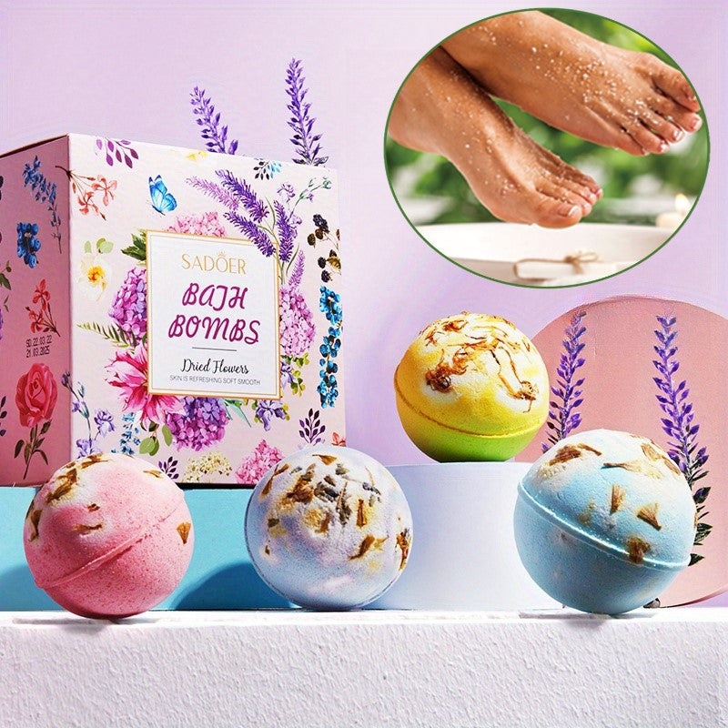 1/4pcs Foot Bath Bomb, SPA Gift Set, Fizzies Effect Bubble Bath Shower Bombs For Women, Herbal Essential Aromatherapy For Girlfriend Mothers Day Birthday Valentines