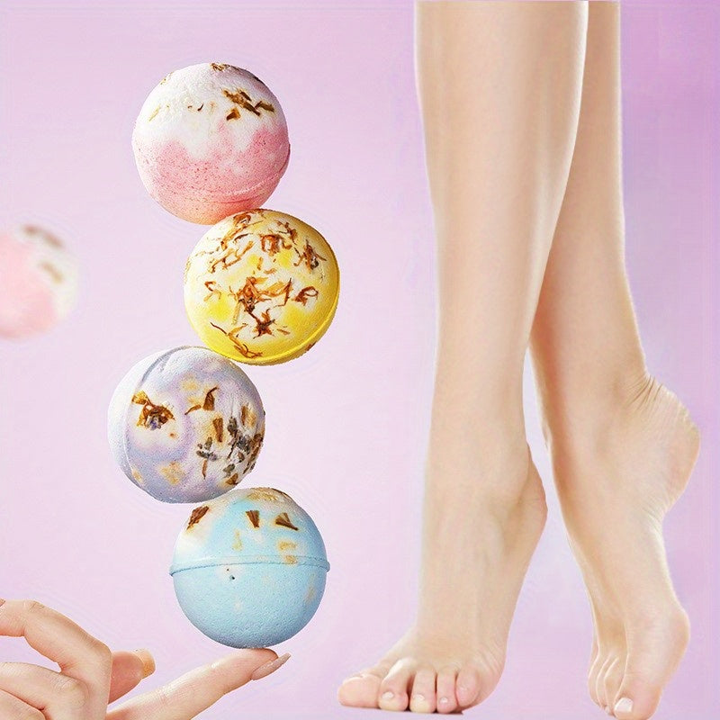 1/4pcs Foot Bath Bomb, SPA Gift Set, Fizzies Effect Bubble Bath Shower Bombs For Women, Herbal Essential Aromatherapy For Girlfriend Mothers Day Birthday Valentines