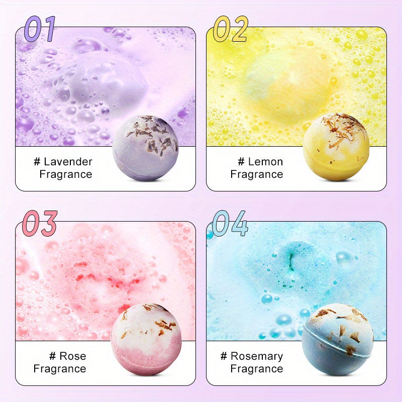 1/4pcs Foot Bath Bomb, SPA Gift Set, Fizzies Effect Bubble Bath Shower Bombs For Women, Herbal Essential Aromatherapy For Girlfriend Mothers Day Birthday Valentines
