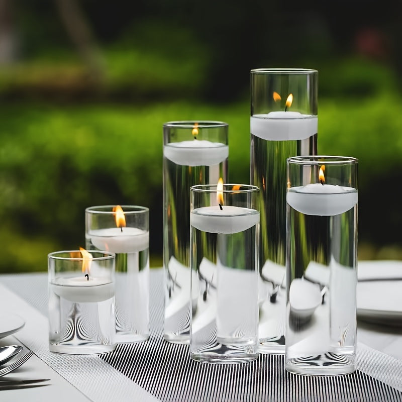 16pcs Elegant Glass Cylinder Candle Holders - Ideal for Wedding Centerpieces, Floral Displays & Candlelight Dinners, Polished Finish, Perfect for Home & Event Decorations, Festive Candlelight|Sleek Cylindrical Design|Clear Gl