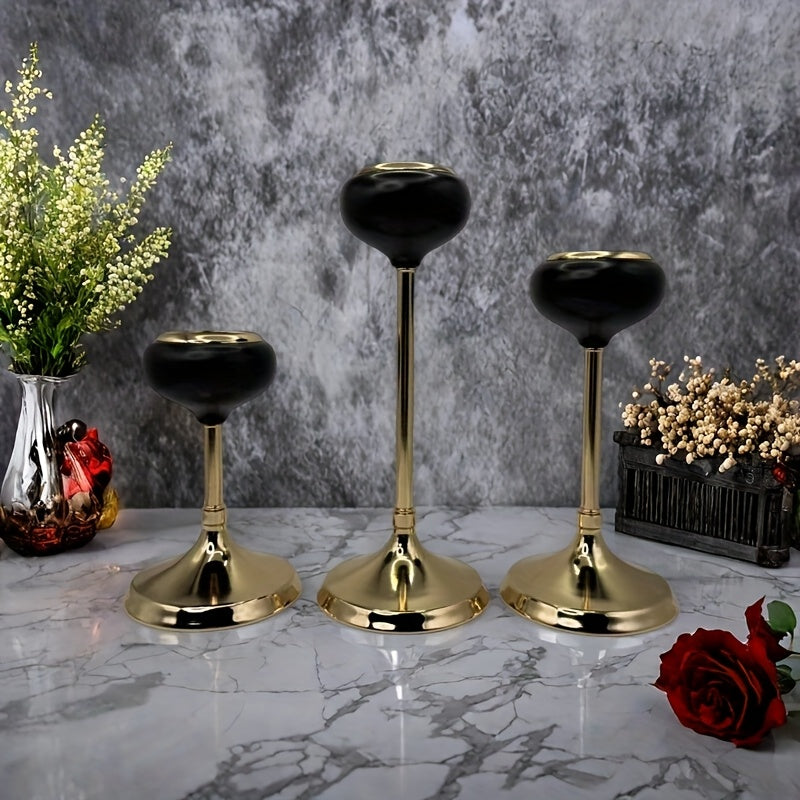 Elegant Golden Metal Candle Holders - Luxurious Tabletop Decor for Weddings, Home, and Special Occasions, Perfect for Christmas, Halloween, Easter, Thanksgiving, Mother'S Day, and Birthday Parties (Candles Not Included), Cand