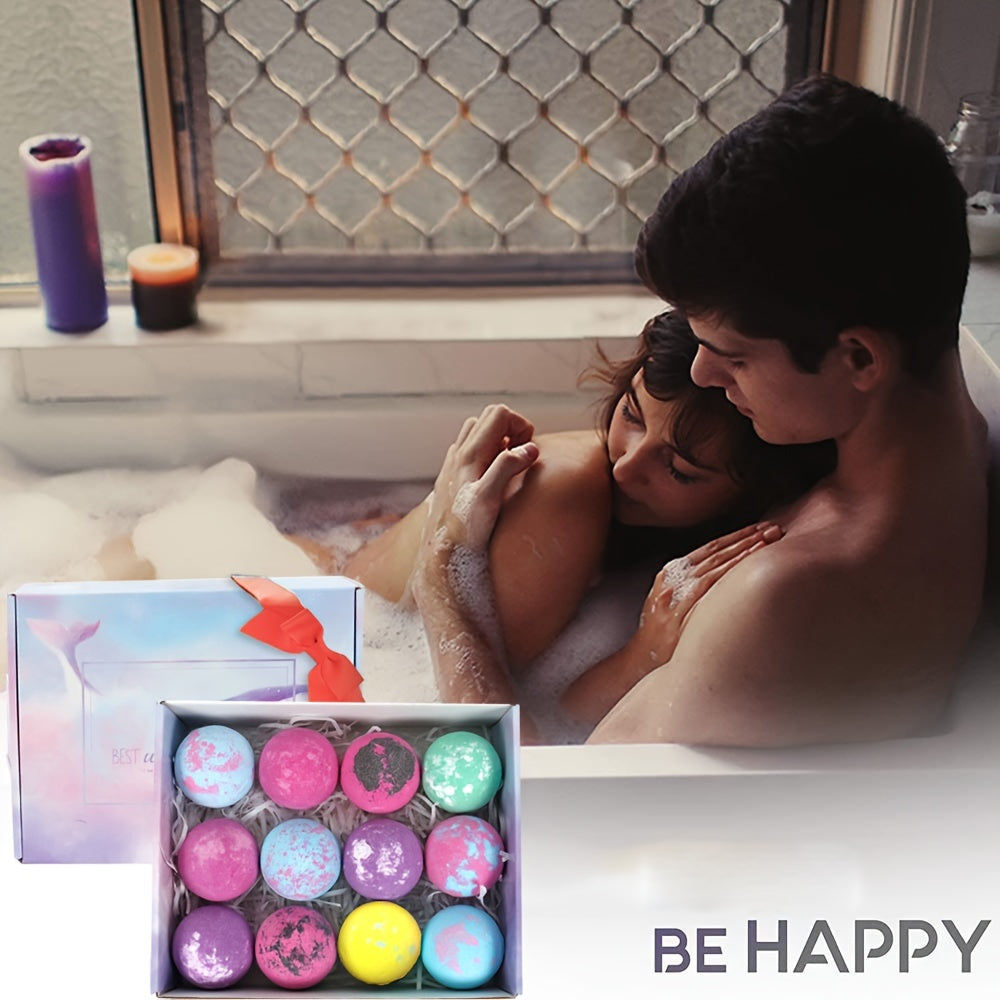 12 Pack Bath Bombs with Essential Oils for Relaxation, Moisturizing Exfoliating Spa Bath Fizzies, Handmade Bubble Bath Gift Set for Birthday, Mother's Day - Lavender Scented, Suitable for Combination Skin