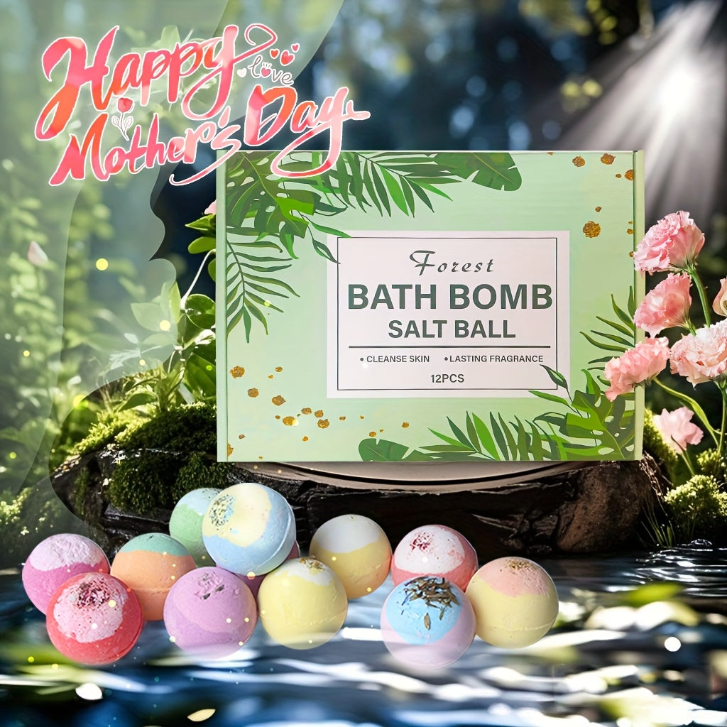 12pcs Extra-Large Bubble Bath Bomb Gift Set Large Capacity Mixed Essential Oil Bubble Salt Bath Balls, Featuring 12 Different Aromatic Scents| Ideal For Christmas GIft or Birthday Gift