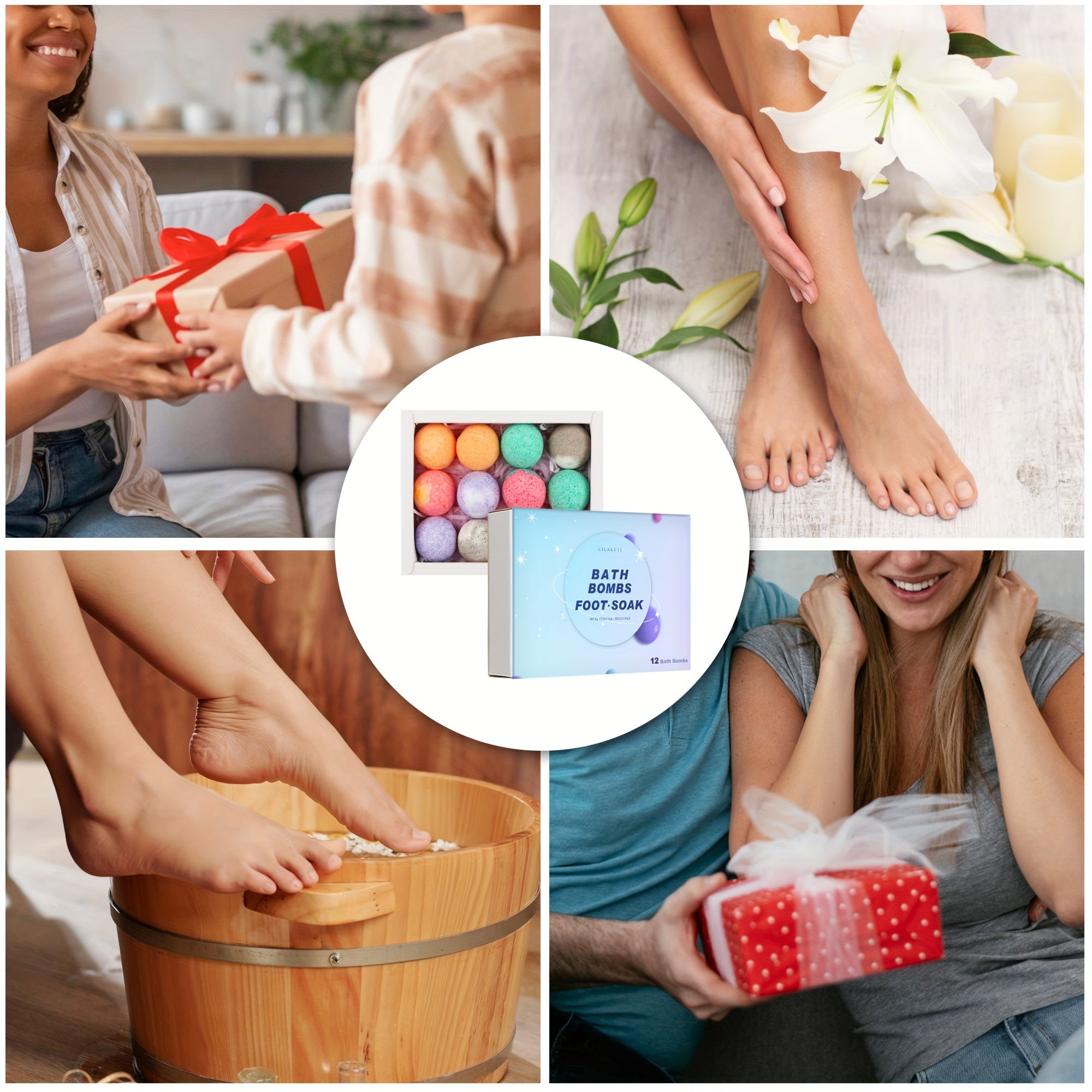 CILAEUTI 12 Bath Bomb Gift set, moisturizing and peeling dry skin, bath ball with essential oils and bath salts, handmade bubble ball perfect for bubble and relaxing bath, ideal birthday gift