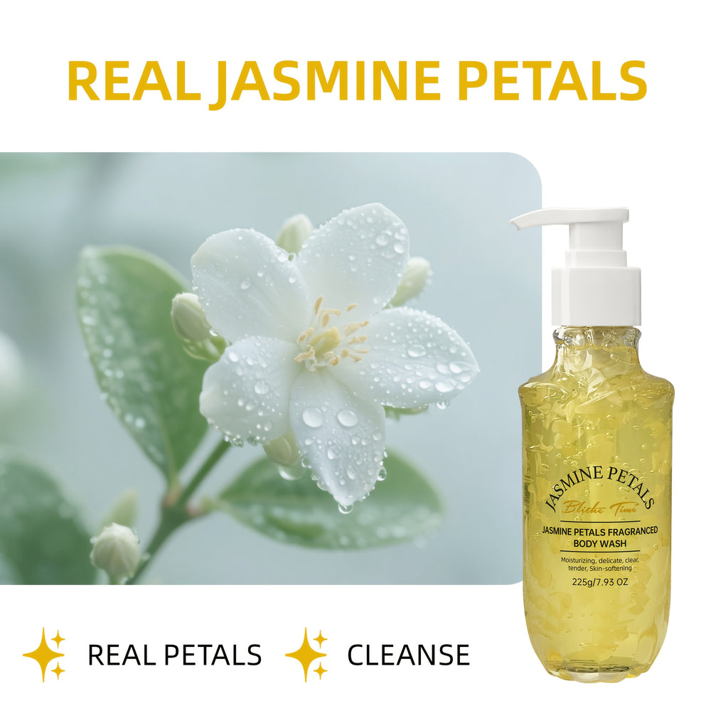 Blithe Time 3pcs Petal Scented Shower Gel & Oil Set - Hypoallergenic Each Total) | Rose, Kiwi Fruit & Jasmine Fragrances | Moisturizing Bath & Shower Collection for Sensitive Light Beige | Luxury Spa Experience, Unisex for Me