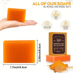 2pcs Handmade Turmeric Soap Bar Lemon Soaps For Body Deep Cleansing Scrub For Face And Body, Underarm Turmeric Skin Soap Cleanser