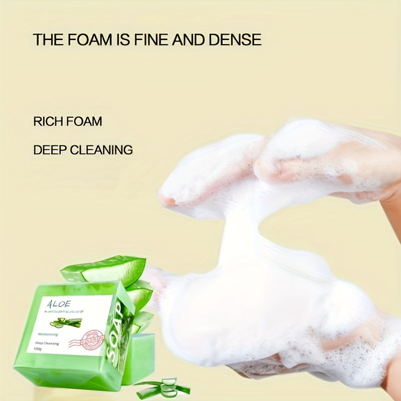 100g Facial Bath Aloe Soap Essential oil soap hand soap, Deep cleansing body moisturizing care Light Beige soap, foam rich, Foam Rich Moisturizing Body Soap, suitable for men and women