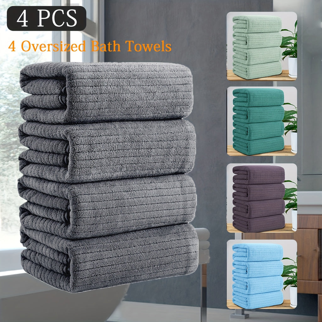 4 Pack Oversized Bath Towels Set, 35"x70" Extra Large Towel Microfiber Absorbent XL Bath Sheet Super Soft Bathroom Towels Set Quick  Plus Size Shower Towels for Family Hotel