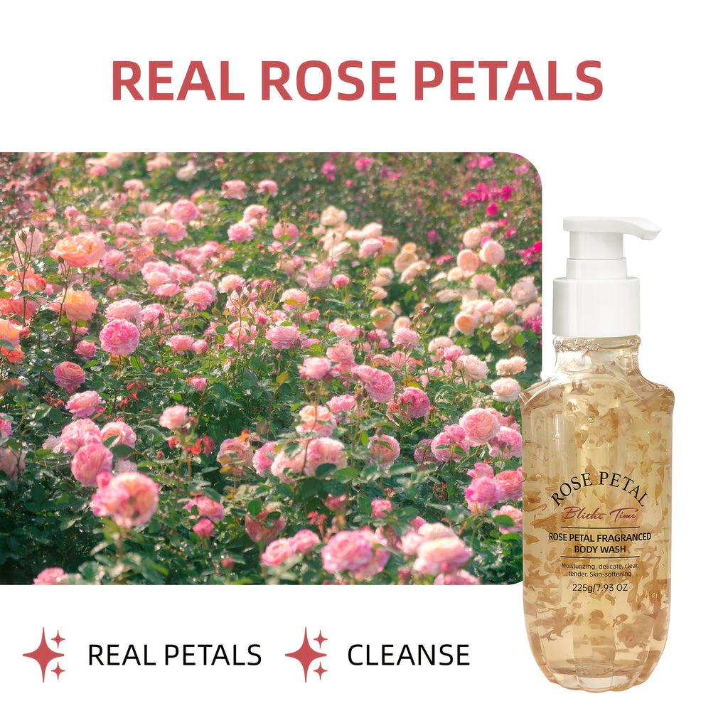 Blithe Time 3pcs Petal Scented Shower Gel & Oil Set - Hypoallergenic Each Total) | Rose, Kiwi Fruit & Jasmine Fragrances | Moisturizing Bath & Shower Collection for Sensitive Light Beige | Luxury Spa Experience, Unisex for Me