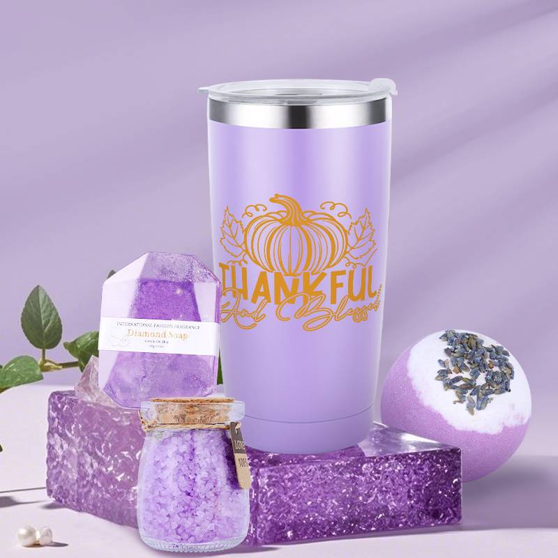 8pcs Lavender Scented Spa Gift Basket Set for Women - Luxury Self-Care Kit with 8-Hour Burn Time Soy Wax s, Bath Bombs, Lavender Sachet & Tumbler-Style - Birthday/Retirement Party Favors for Wife, Mom, Sister, Girlfriend