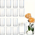 16pcs Elegant Glass Cylinder Candle Holders - Ideal for Wedding Centerpieces, Floral Displays & Candlelight Dinners, Polished Finish, Perfect for Home & Event Decorations, Festive Candlelight|Sleek Cylindrical Design|Clear Gl