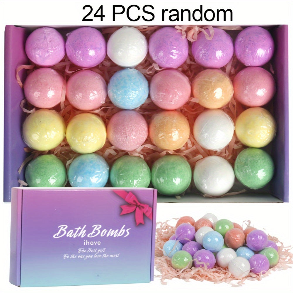 Bath Bombs Gift for Women, 24pcs Handmade Bubble Bath Fizzes Rich in Essential Oils, Perfect for Wife, Girlfriend, Sisters on Birthday, Christmas, Anniversary, Valentine's Day, Best for Christmas