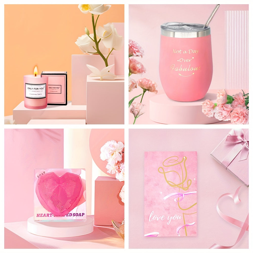 Gifts For Women, Anniversary, Birthday Gifts For Women, Ideal Gifts For Her, Valentine, Bath Care Gift Box Set - Including Cup, Candles, Self Care Spa Gift Basket, Sister, Best Friend