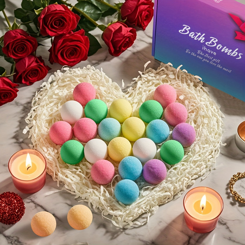 Bath Bombs Gift for Women, 24pcs Handmade Bubble Bath Fizzes Rich in Essential Oils, Perfect for Wife, Girlfriend, Sisters on Birthday, Christmas, Anniversary, Valentine's Day, Best for Christmas