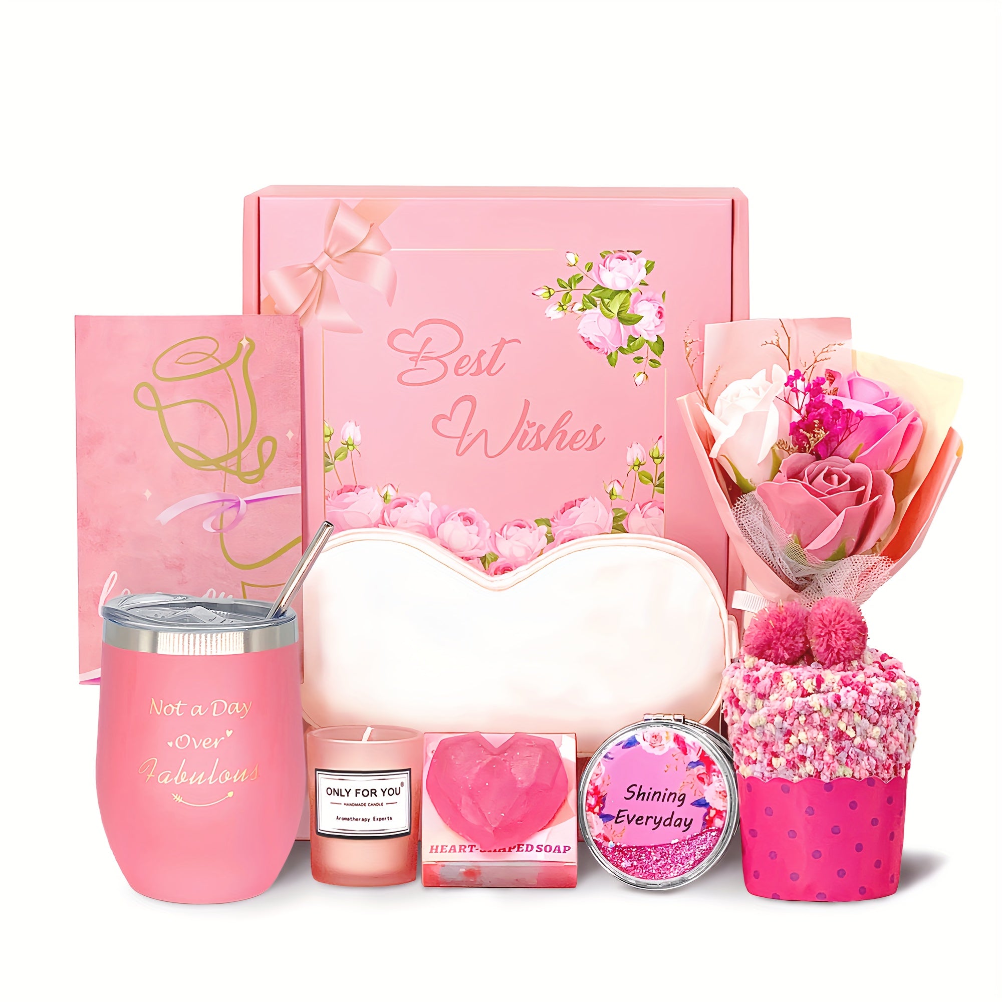 Gifts For Women, Anniversary, Birthday Gifts For Women, Ideal Gifts For Her, Valentine, Bath Care Gift Box Set - Including Cup, Candles, Self Care Spa Gift Basket, Sister, Best Friend