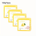4pcs*100g Lemon Essential Oil Soap, Handmade Soap, Deeply Cleanses the Light Beige, Facial and Body Moisturizing Care Soap, with Rich Bubbles, Set for Gift, Suitable for Both Men and Women.