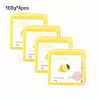 4pcs*100g Lemon Essential Oil Soap, Handmade Soap, Deeply Cleanses the Light Beige, Facial and Body Moisturizing Care Soap, with Rich Bubbles, Set for Gift, Suitable for Both Men and Women.