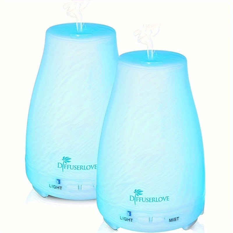 2pcs 200ml Essential Oil Diffuser - Home Fragrance Lamps with 7 Color LED Lights, Automatic Shut-Off, No Water Required, Cold Mist Humidifier, and 6 Bottles of Natural Incense Smoked Essential Oil
