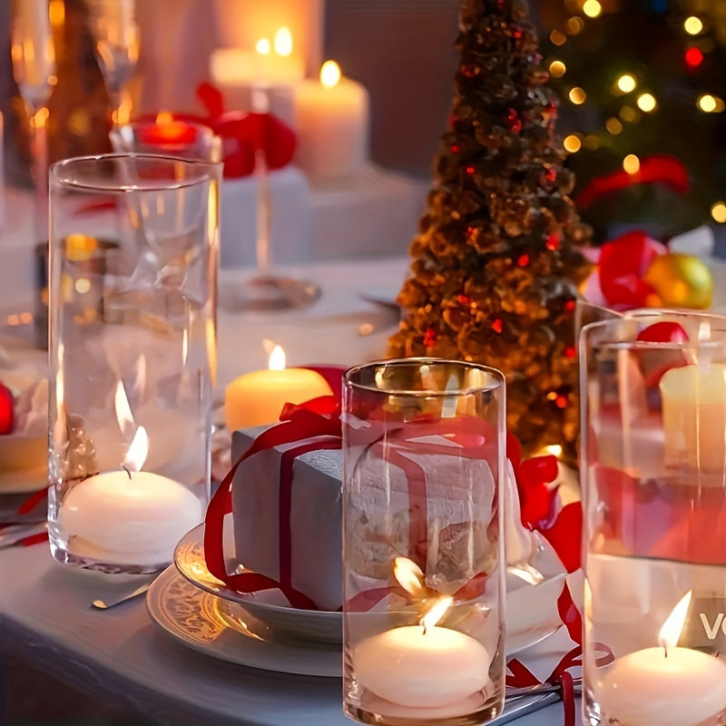 16pcs Elegant Glass Cylinder Candle Holders - Ideal for Wedding Centerpieces, Floral Displays & Candlelight Dinners, Polished Finish, Perfect for Home & Event Decorations, Festive Candlelight|Sleek Cylindrical Design|Clear Gl