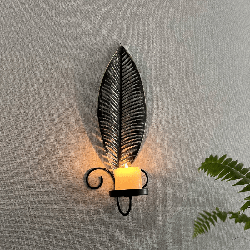 2pcs Nordic Ins Home Leaf Iron Candle Holder • Wall Hanging Wall Decoration • Shooting Props Wall Leaf Iron Candle Holder • Wall Hanging Candle Tray • Template Room Wall Decoration • Family Wedding Decoration Wall P