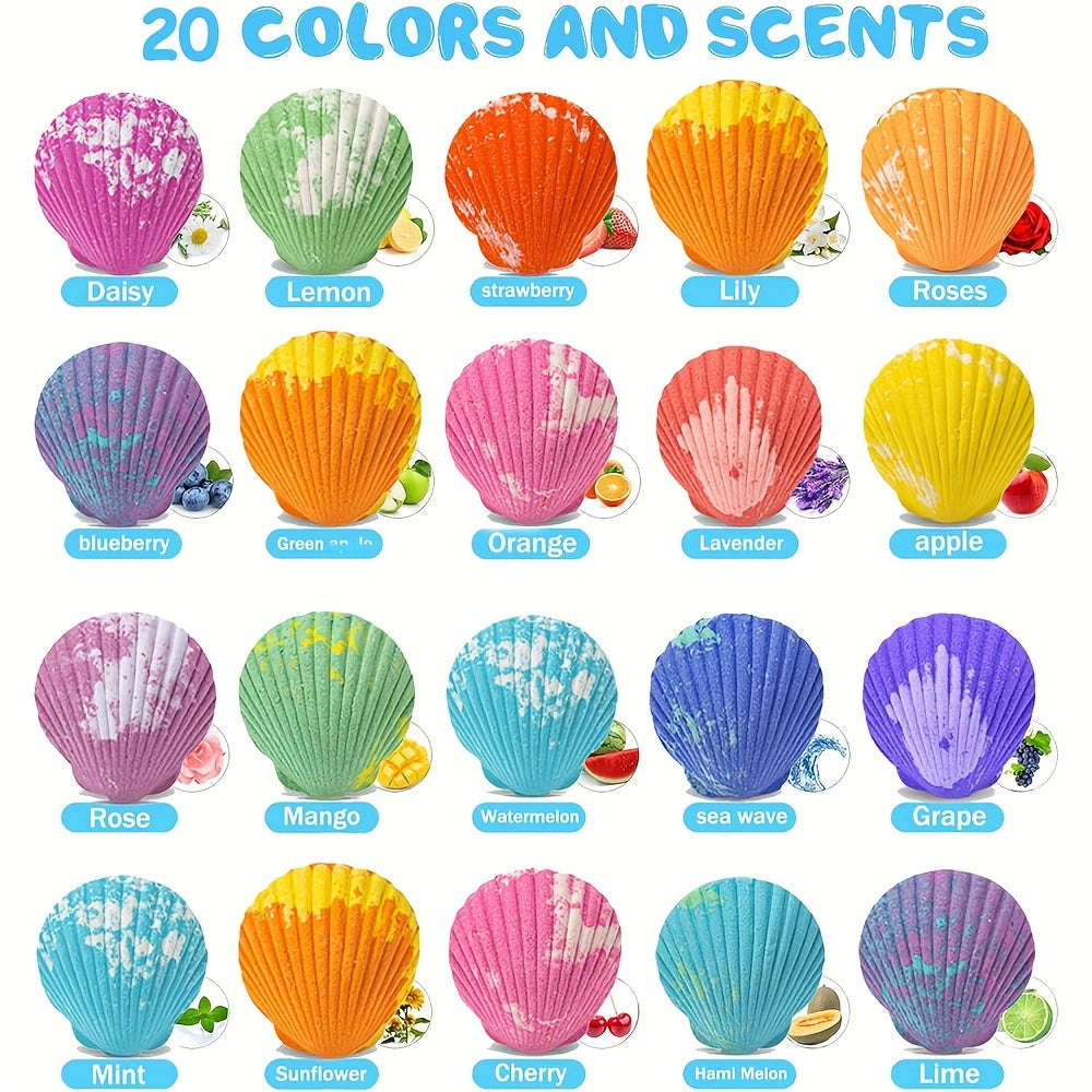 Large Size Shell Bath Bombs with Surprise Marine Animals Inside, Bath Bombs Gift Set Bubble Bath Fizzes Bomb for Birthday Christmas Party Favor Moisturize Gentle