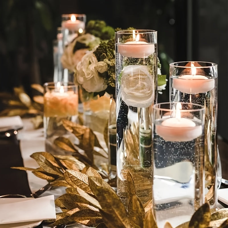 16pcs Elegant Glass Cylinder Candle Holders - Ideal for Wedding Centerpieces, Floral Displays & Candlelight Dinners, Polished Finish, Perfect for Home & Event Decorations, Festive Candlelight|Sleek Cylindrical Design|Clear Gl