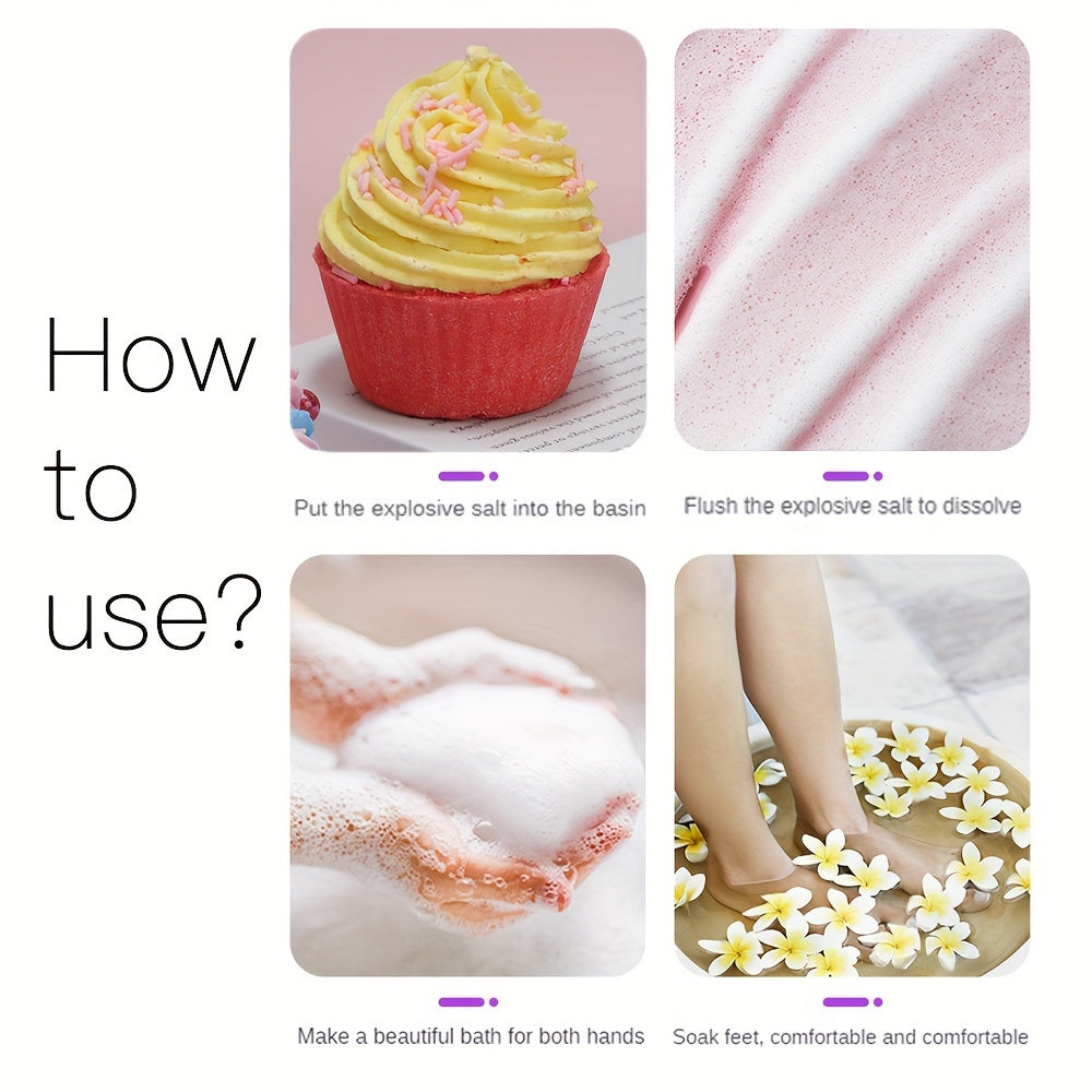 1pc Scrumptious Dessert-Shaped Bath Salt Bomb - Luxurious Moisturizing & Exfoliating Fizzy Ball for Dry Skin Care - Indulge in a Revitalizing, Bubble Bath Spa Experience