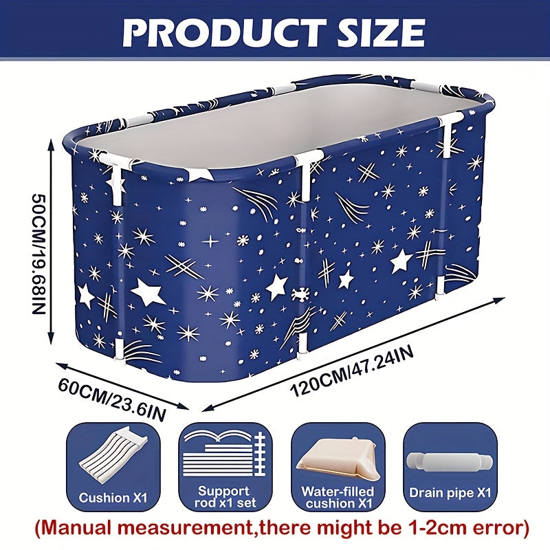 47.24inch Adult Portable Bathtub, Foldable Hot Ice Bathtub, Used in Bathroom, Outdoor, Courtyard, Bedside Shower, Simple Bathing