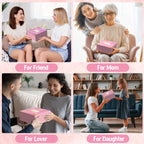 PULIDIKI Spa Gift Set for Women - Self Care Relaxation Package, Nylon Striped Fantasy Themed Box, Includes Aromatherapy, Bath Salts, Eye Mask, Tumbler & Greeting Card - Ideal for Birthday, Get Well, Anniversary Gifts