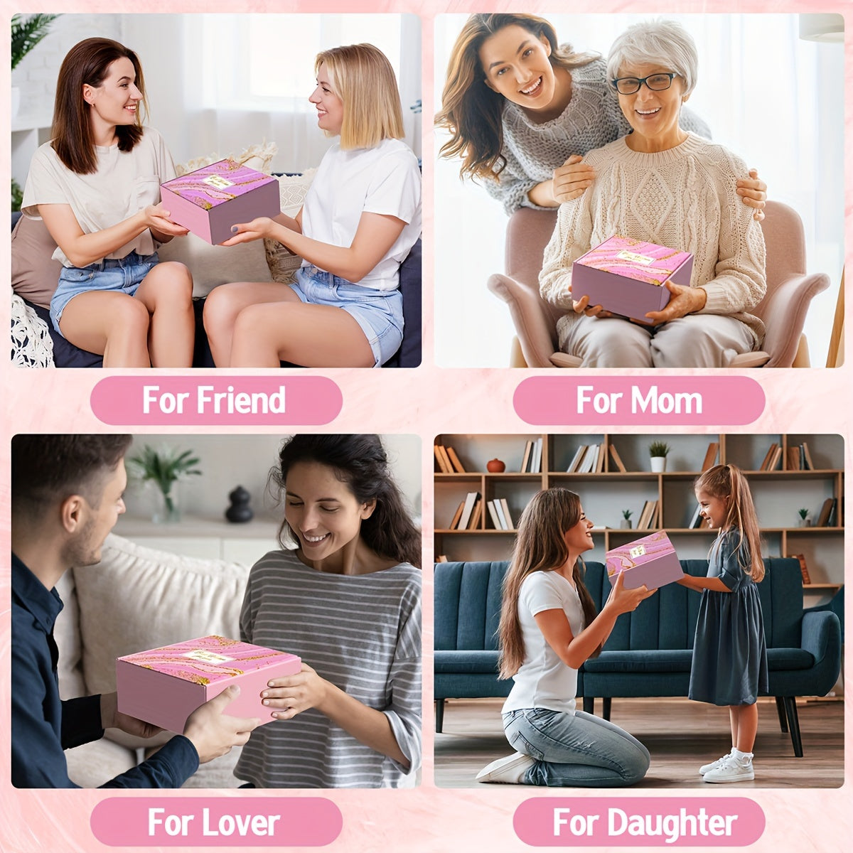 PULIDIKI Spa Gift Set for Women - Self Care Relaxation Package, Nylon Striped Fantasy Themed Box, Includes Aromatherapy, Bath Salts, Eye Mask, Tumbler & Greeting Card - Ideal for Birthday, Get Well, Anniversary Gifts