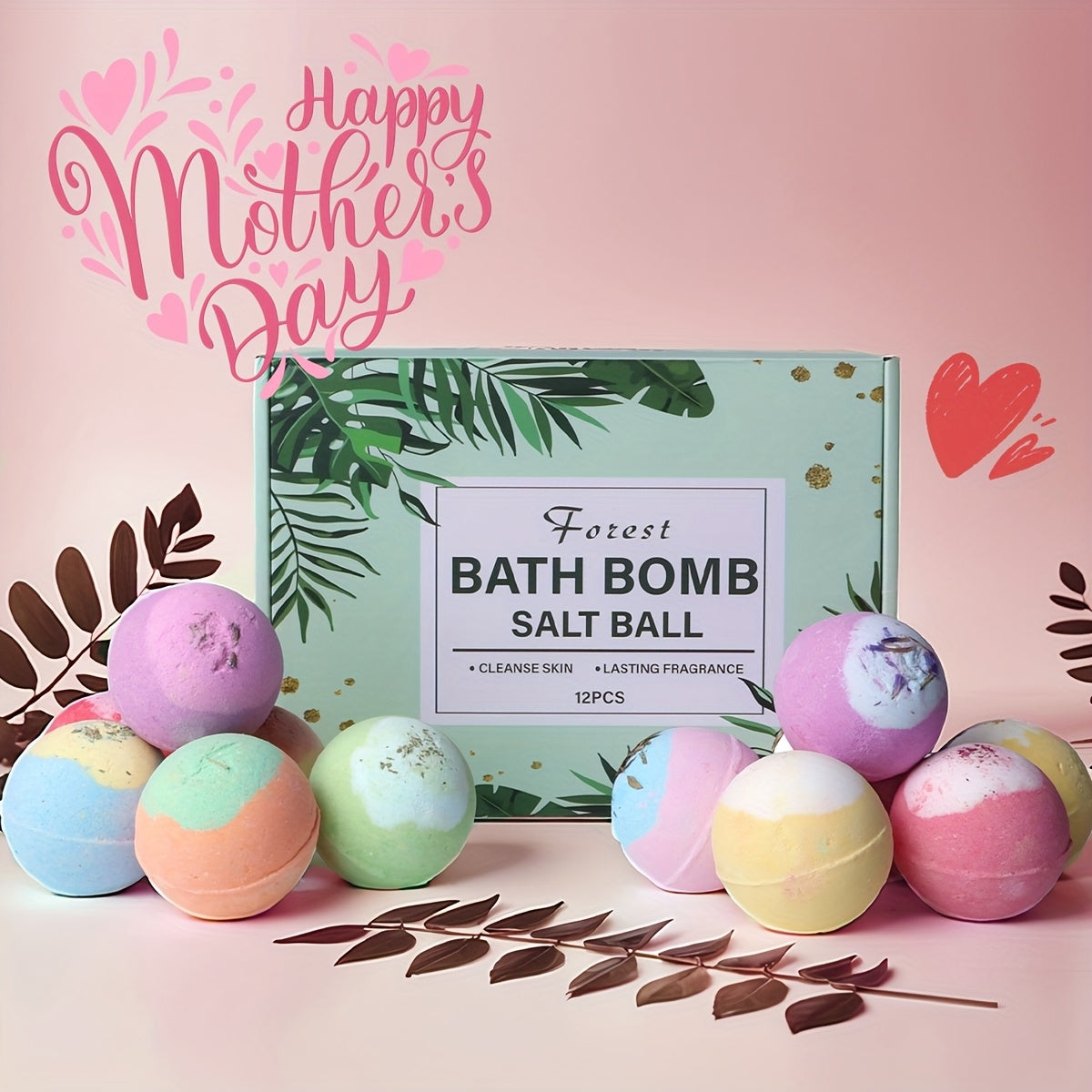 12pcs Extra-Large Bubble Bath Bomb Gift Set Large Capacity Mixed Essential Oil Bubble Salt Bath Balls, Featuring 12 Different Aromatic Scents| Ideal For Christmas GIft or Birthday Gift