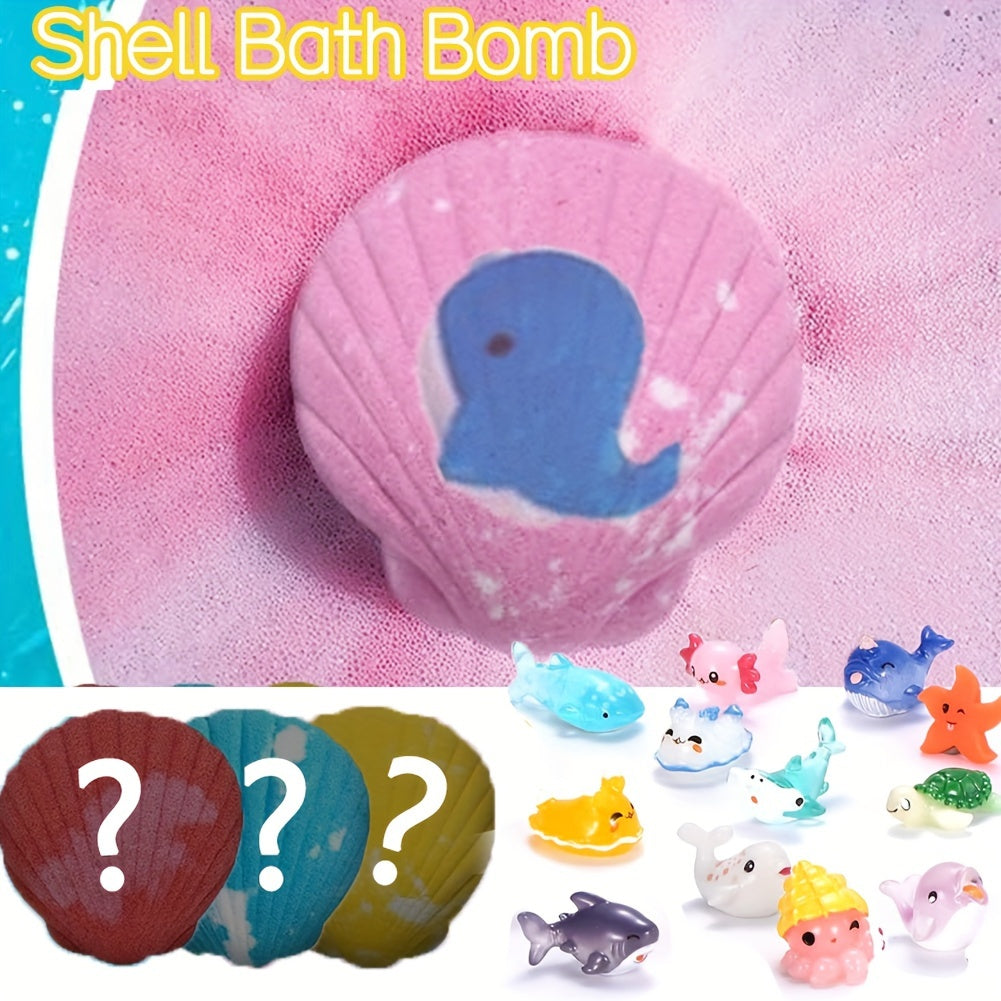 Large Size Shell Bath Bombs with Surprise Marine Animals Inside, Bath Bombs Gift Set Bubble Bath Fizzes Bomb for Birthday Christmas Party Favor Moisturize Gentle