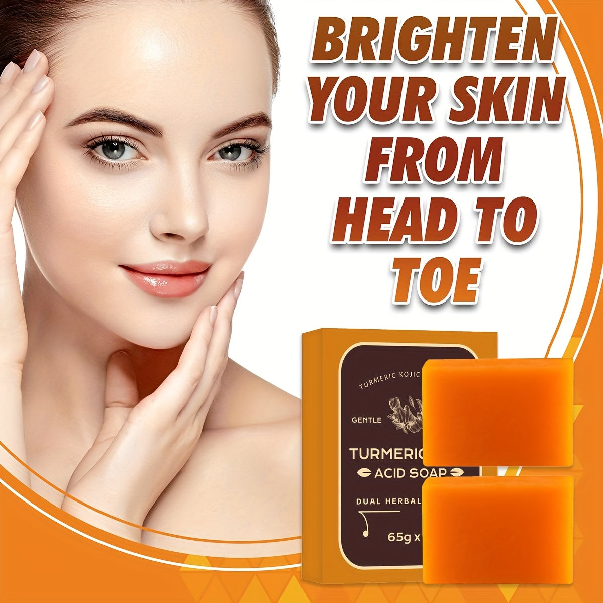 2pcs Handmade Turmeric Soap Bar Lemon Soaps For Body Deep Cleansing Scrub For Face And Body, Underarm Turmeric Skin Soap Cleanser