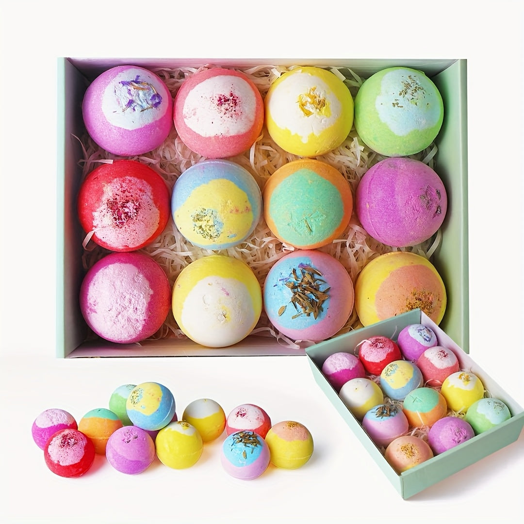 12pcs Extra-Large Bubble Bath Bomb Gift Set Large Capacity Mixed Essential Oil Bubble Salt Bath Balls, Featuring 12 Different Aromatic Scents| Ideal For Christmas GIft or Birthday Gift