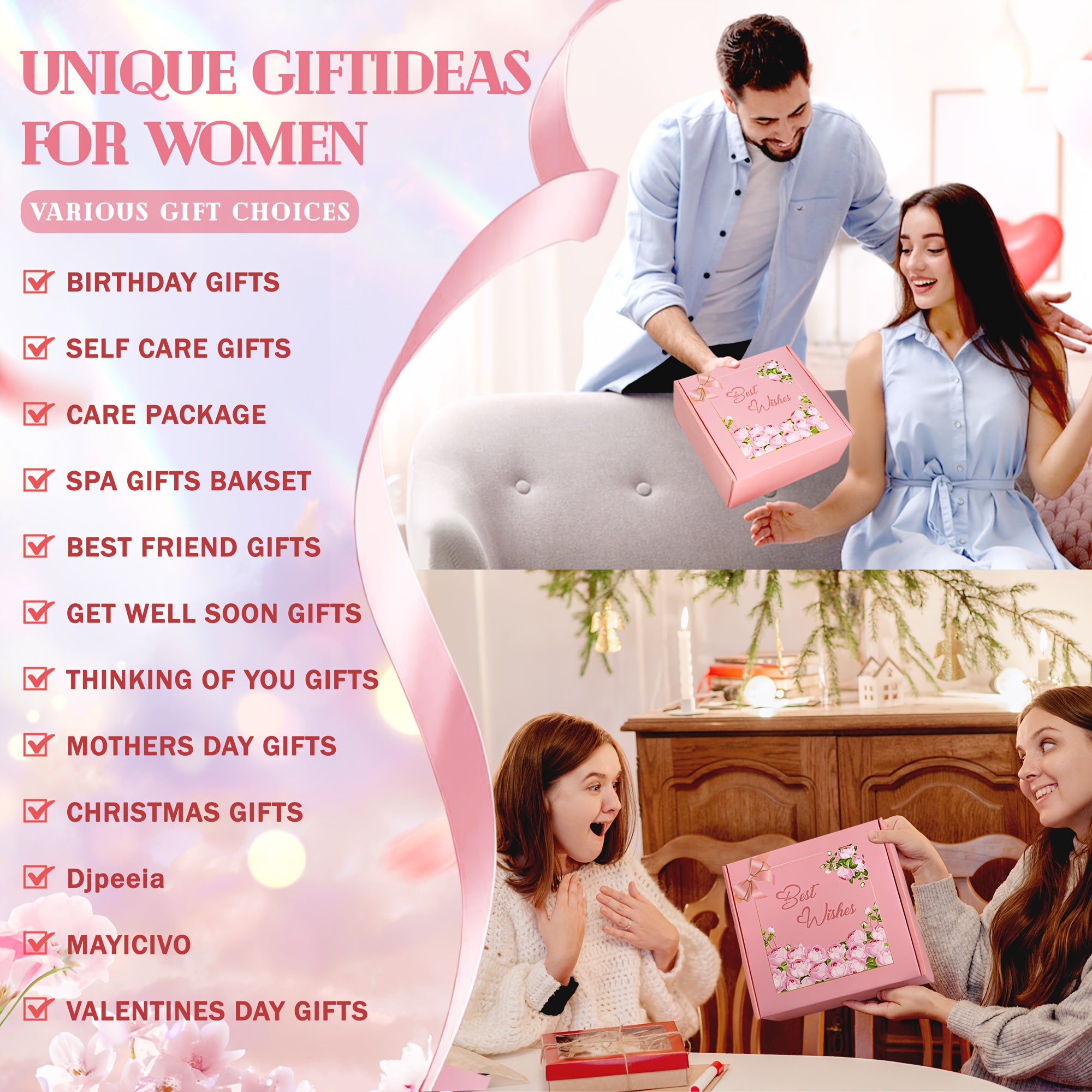 Gifts For Women, Anniversary, Birthday Gifts For Women, Ideal Gifts For Her, Valentine, Bath Care Gift Box Set - Including Cup, Candles, Self Care Spa Gift Basket, Sister, Best Friend