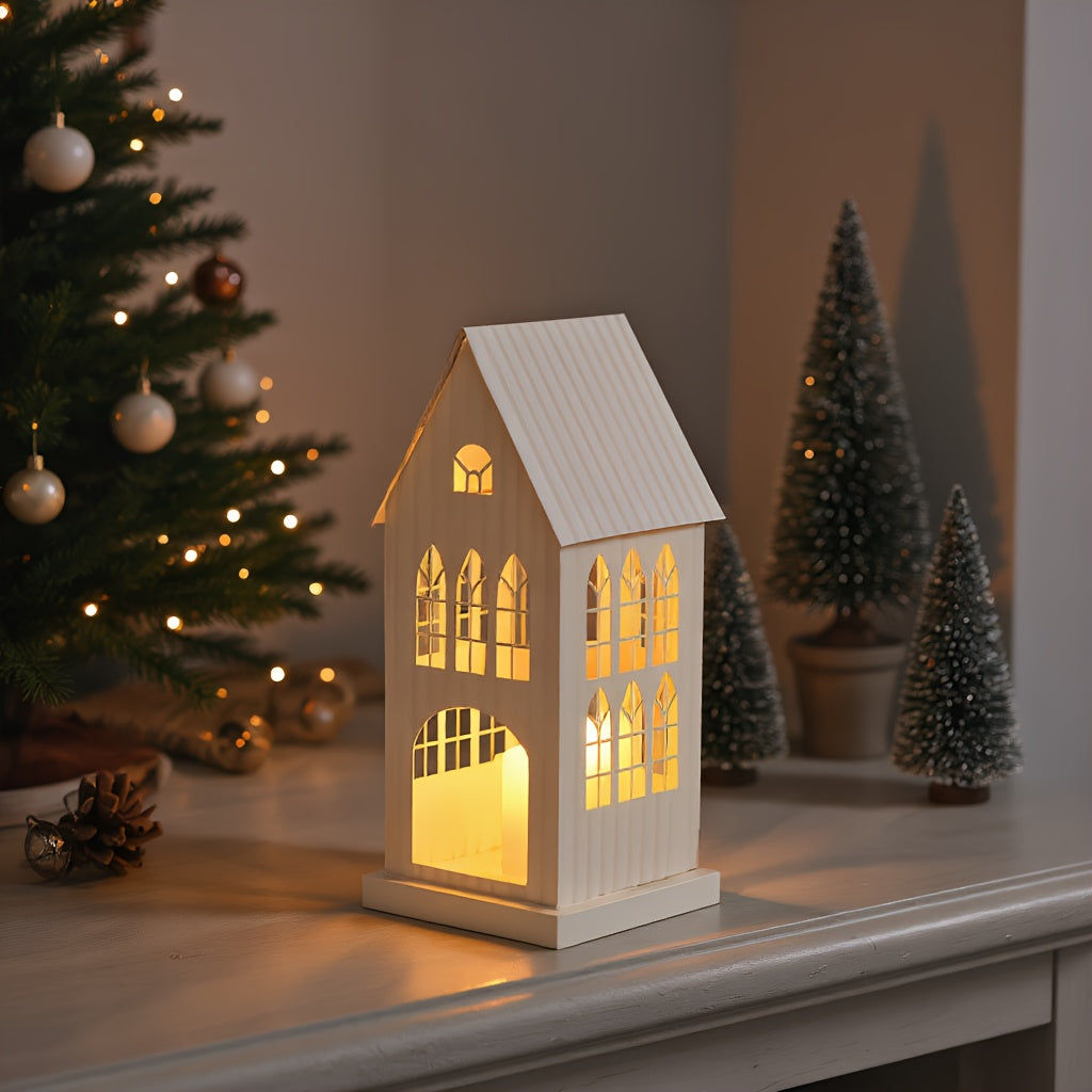 1pc Elegant Metal House Candle Holder with Gothic Windows - Ideal for Indoor/Outdoor Decor, Perfect for Christmas, Halloween, Weddings and More, Candle Not Included, Gothic Home Decor | Gothic Window Design | Perfect Christma