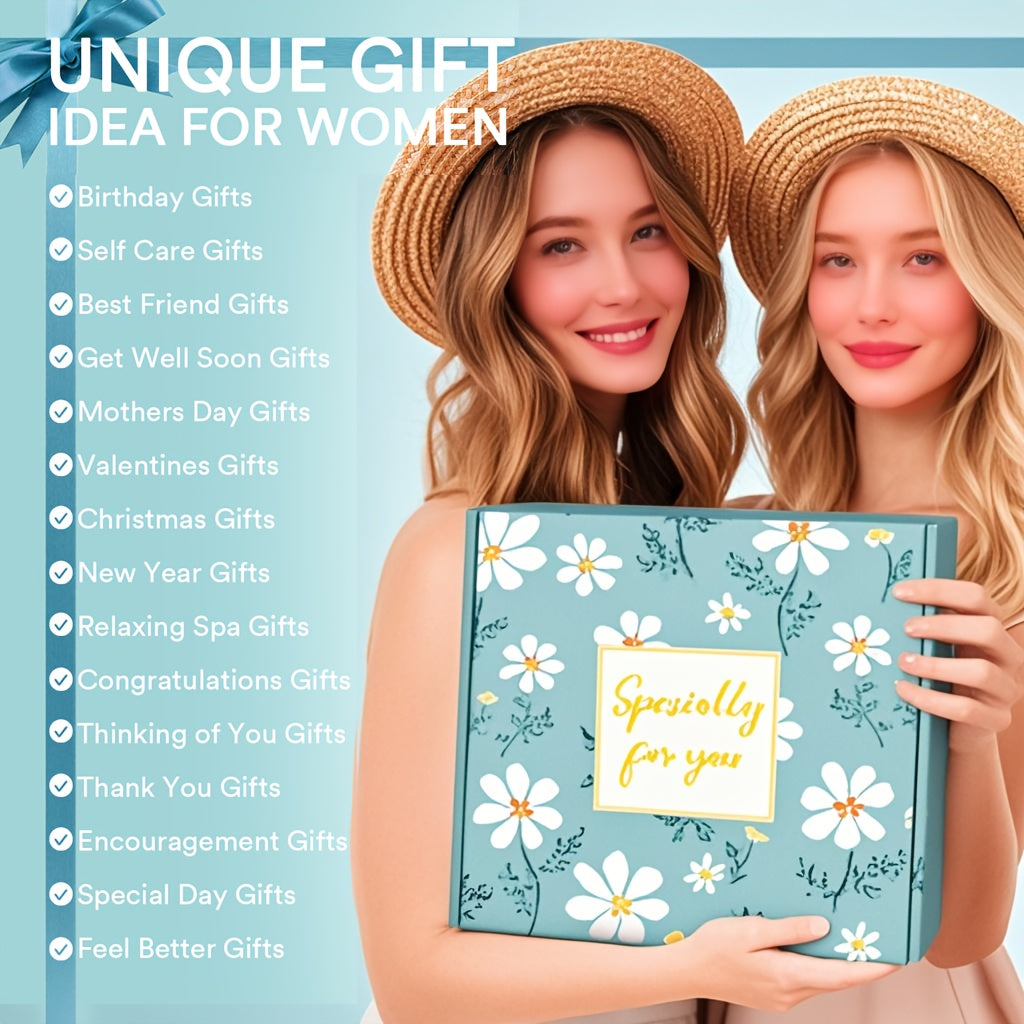 Spa Gift Basket Set for Women - Luxury Self-Care & Relaxation Gift Box with Eucalyptus Bath Bombs, Lavender & Mint Scented Candles, Bath Salts, Face Masks