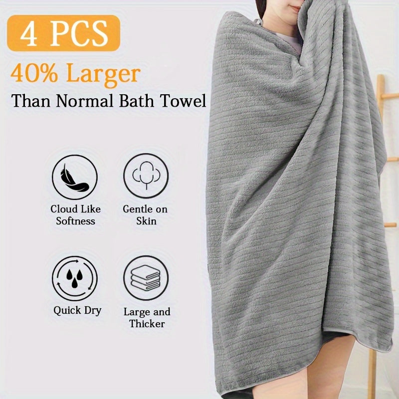 4 Pack Oversized Bath Towels Set, 35"x70" Extra Large Towel Microfiber Absorbent XL Bath Sheet Super Soft Bathroom Towels Set Quick  Plus Size Shower Towels for Family Hotel