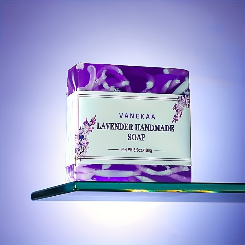 2pcs*100g Lavender Handmade Soap Essential Oil Handmade Soap Deep Cleaning, Body and Face Cleansing Soap, Rich Foam, Suitable for Men and Women