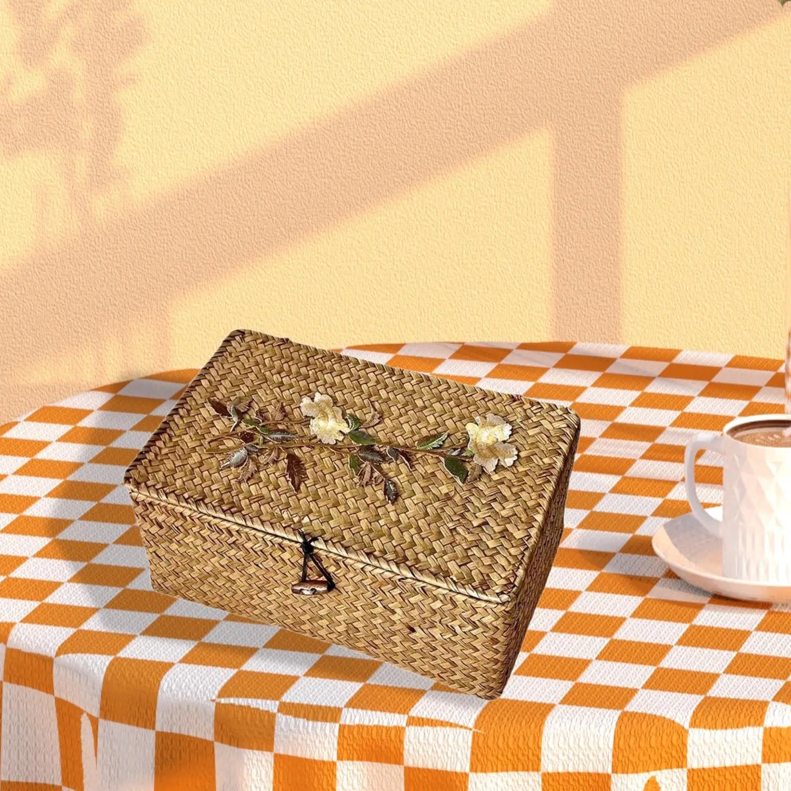 Woven Storage Basket Creative Lightweight Multipurpose Handcrafted Gift Box for Tabletop Toilet Living Room Wardrobe Bathroom