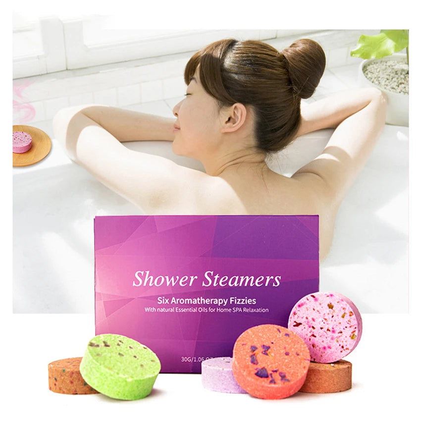 6PCS/Set Shower Steamers Gifts for Women and Men, Grapefruit, Rose Essential Oil Scented Aromatherapy Shower ball for Relaxation