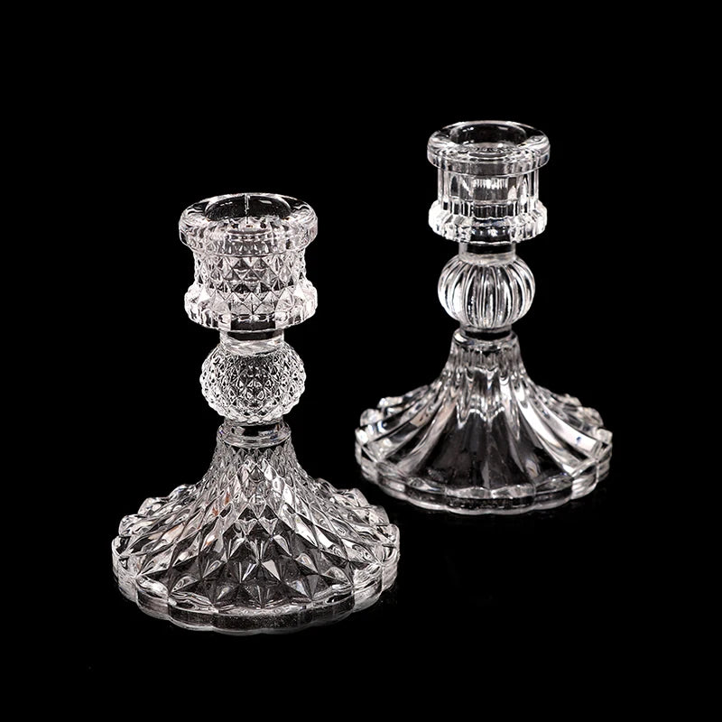 Glass Candle Holders Wedding Candlestick Fine Transparent Crystal Glass Candle Stand Dining Home Decoration
