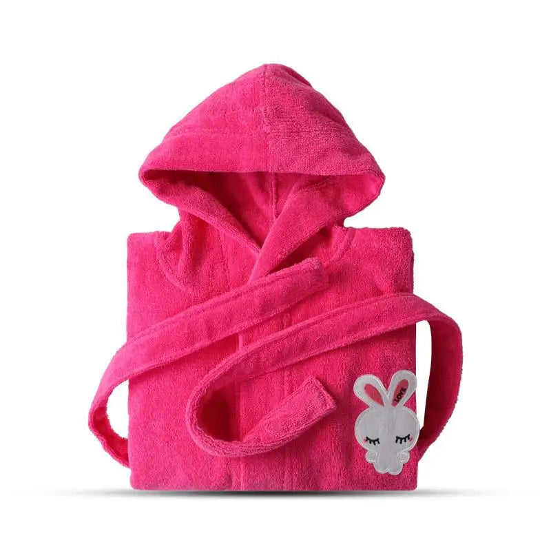 Cute Kids 100% Cotton Terry Cartoon Robe Bathrobe Boy And Girl Solid Towel Sleepwear Long Bath Robe Kimono Dressing Gown Robes