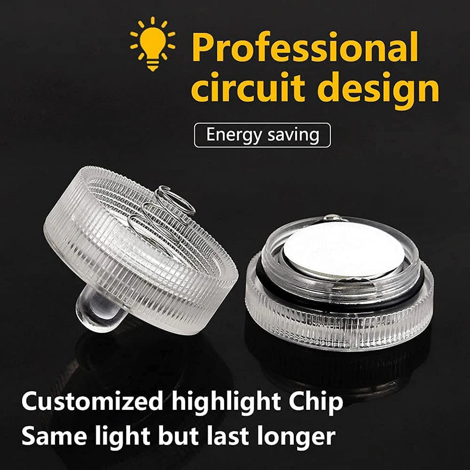 12Pcs Submersible LED Light Flameless Candle Tealights Underwater Pool Lights For Wedding Home Vase Festival Party Decoration