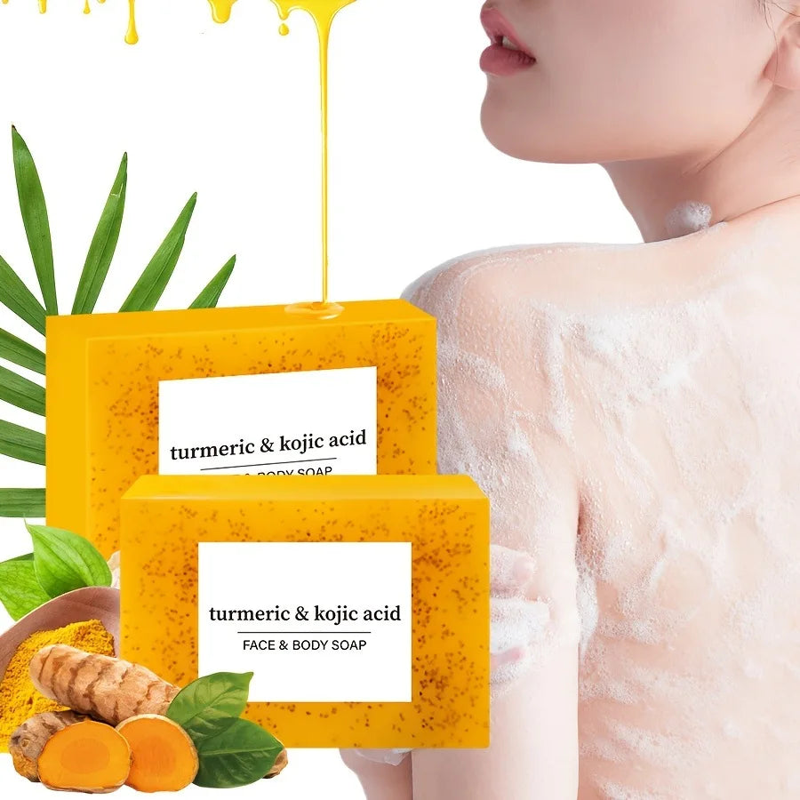 Organic Lemon Ginger Turmeric Solid Bar Soap Natural Exfoliating Cleanser Removes Dark Spots Brightens Complexion Helps Acne