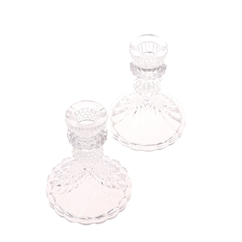 Glass Candle Holders Wedding Candlestick Fine Transparent Crystal Glass Candle Stand Dining Home Decoration